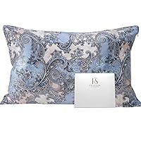 Blue Gray Paisley Silk Pillowcase for Hair and Skin - Queen 20