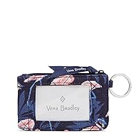 Vera Bradley Cotton Deluxe Zip Id Case Wallet with RFID Protection, Flamingo Party
