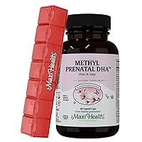 Maxi Health - Methyl Prenatal DHA One a Day Prenatal Vitamins Women - Doctor Formulated, Kosher, Prenatal Multivitamin with DHA - 60 Liquid Caps - with Red Pillbox