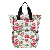 Bright Strawberry Diaper Bag Backpack for Men Women Large Capacity Baby Changing Totes with Three Pockets Multifunction Baby Nappy Bag for Picnicking Playing Shopping