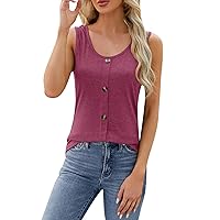 Womens Short Sleeve Graphic Crewneck Tee Loose Casual T-Shirt Sleeveless Basic Top Slim Henley Button Down Blouses