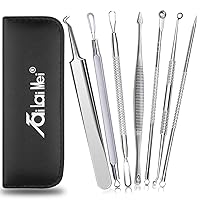7-Piece Blackhead Remover Kit - Pimple Comedone Extractor Tool set for Facial Acne and Treatment for Blemish, Whitehead Popping, Zit Removing for Risk Free Nose Face Skin with Metal Case