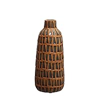 Creative Co-Op 14 Inches Debossed Terra-Cotta, Natural and Blue Vase, Terracotta