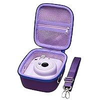 LTGEM Hard Case for Fujifilm Instax Mini 12 / Mini 11 / Mini 10 / Mini 9 / Mini 8 / Mini 7 Instant Camera - Storage Protective Carrying Bag with Shoulder Strap （Lilac Purple）