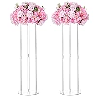 Nuptio Wedding Vases Centerpieces for Tables - 2pcs 23.6 inch Tall Acrylic Flower Vase Flowers Stand for Party Tables Decorations - Elegant Bulk Weddings Decoration Table Geometric Centerpiece Stands