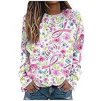 Womens Tops Dressy Casual Loose Fit Long Sleeve Sweatshirt Trendy Crew Neck Sexy Floral Print Shirts Pullovers