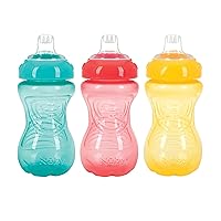 3 Pack No Spill Toddler Sippy Cups - Toddler Cups Spill Proof with Easy and Firm Grip - BPA Free Toddlers Cups - Aqua, Coral, Yellow