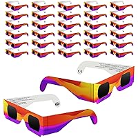 30 Pack Solar Eclipse Glasses 2024, CE & ISO 12312-2 Certified Recognized Paper Eclipse Glasses, Eye Protection Approved for Direct Sun Viewing, Sun Safe Shades for 2024 Total Solar Eclipse