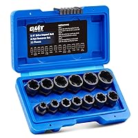 Orion Motor Tech Impact Nut and Bolt Extraction Tool Set, Rusted Damaged Stripped Nut and Bolt Remover Tool Kit, Nut Bolt Extractor Socket Set in 13 SAE and Metric Sizes for 3/8 Inch Drive with Case
