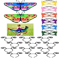 Coopay 21 Pieces Kids Butterfly Wings Costume with Masquerade Mask Antenna Headband Christmas Halloween Girls Dress Up Pretend Play