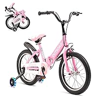 14/16/18 Inch Folding Kids Bike with Training Wheels, Gifts for Boy&Girl Age 3-9 yrs, Toddler Bike with Dual Brakes for Beginners, Multi-Color
