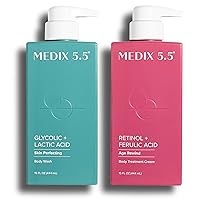 Medix 5.5 Retinol Age Rewind Body Treatment Cream + Glycolic Acid Exfoliating Body Wash Set