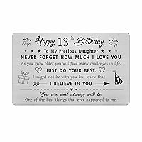 13th Birthday Card Gifts for Daughter, Birthday Gifts for 13 Year Old Daughter, Engraved Metal Wallet Card