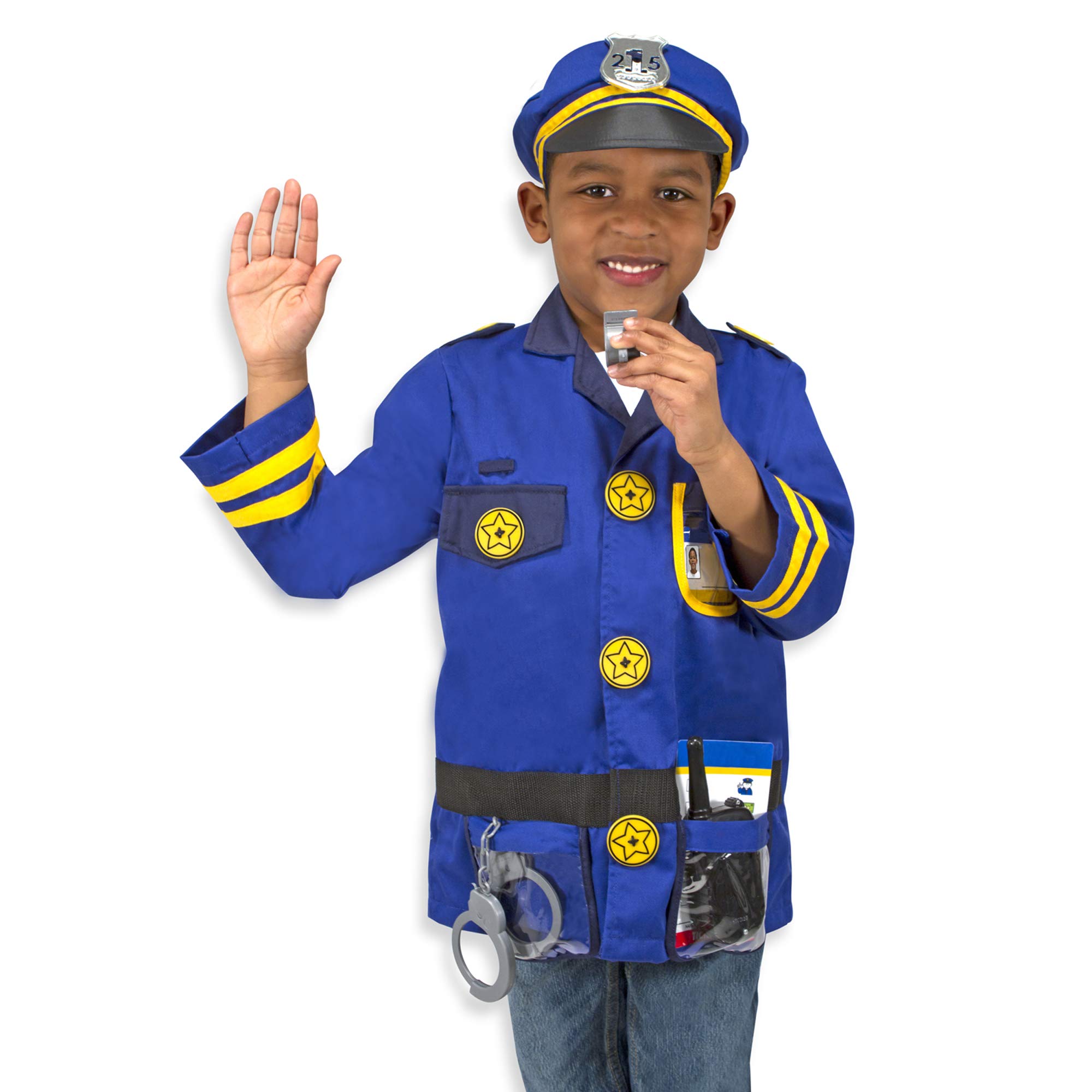 Melissa & Doug unisex-children Police Officer Role Play Costume Dress-Up Set (8 pcs) Frustration-Free Packaging Multicolor, Ages 3-6 Years