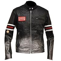 Mens House MD Hugh Laurie RTAI Sports Patches DR Gregory House Black Leather Biker Jacket