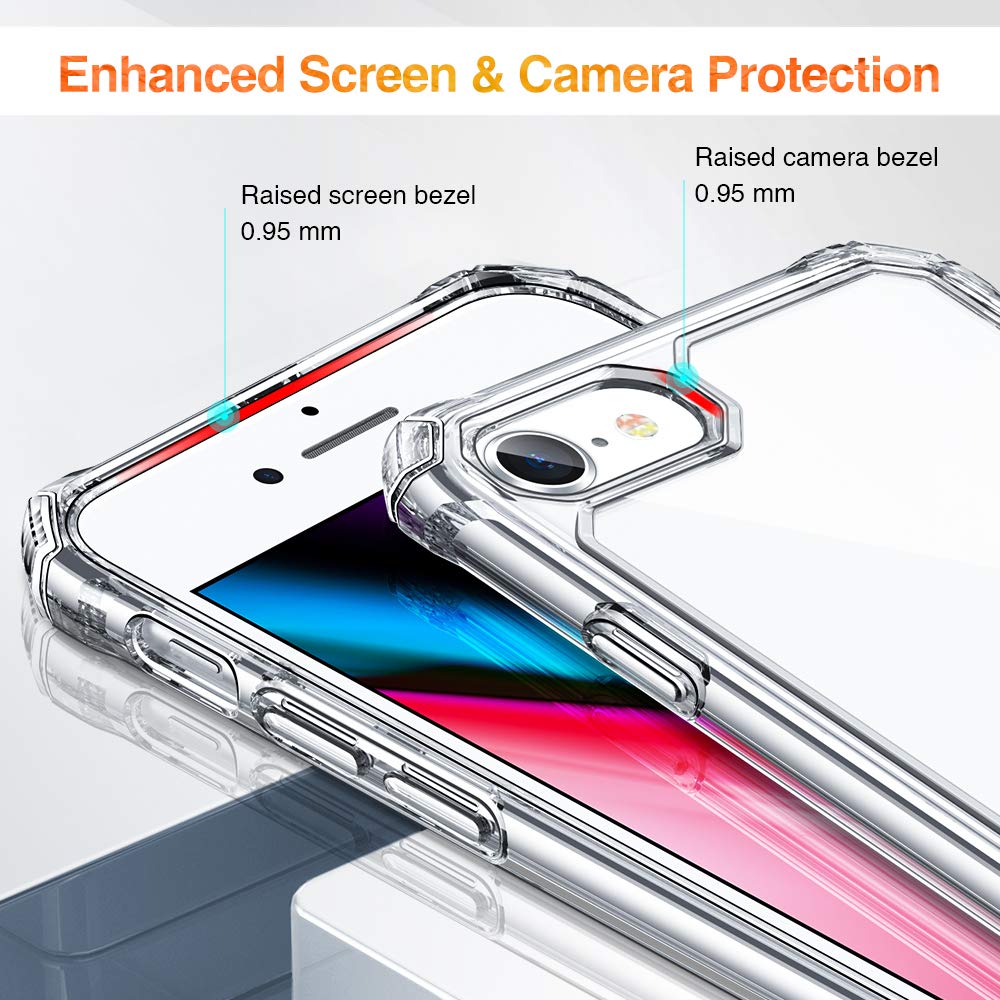ESR Air Armor Case, Compatible with iPhone SE (2022) Case, iPhone SE (2020) and iPhone 8, Military-Grade Drop Protection, Shock-Absorbing Corners, Yellowing Resistant, for iPhone SE 3/2 Case, Clear