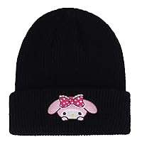 Anime Melody Cute Beanie Hat Kawaii Big Ear Dog Lolita JK Caps Winter Knit Hat for Boys Girls Embroidered Beanie Cap Black（Pink）
