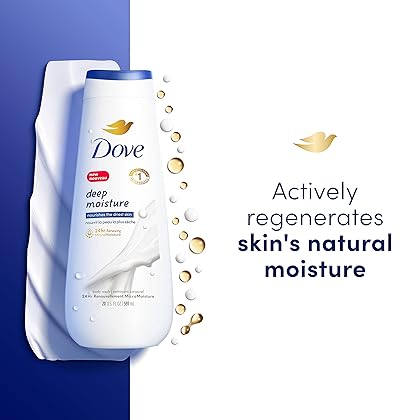 Dove Body Wash Deep Moisture 4 Count For Dry Skin Moisturizing Skin Cleanser with 24hr Renewing MicroMoisture Nourishes The Driest Skin 20 oz
