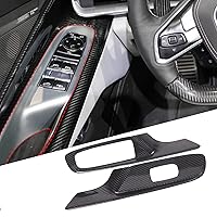 Real Carbon Fiber Window Lift Switch Cover Compatible with Chevrolet Corvette C8 2020-2023, Window Lift Switch Panel Decoration Frame Trim Cover, 2PCS, Fit for Convertible