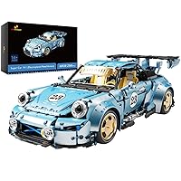 JMBricklayer Pr 911 Sports Cars Building Set 60128, Collectible Model Car Kits to Build for Adults, 1:8 Scale Vehicle Model Construction Toy with Electroplating Appearance, Gifts for Men Boys(Blue)