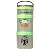 Star Wars Stackable Snack Containers for Kids and Toddlers, 3 Stackable Snack Cups for School or Travel, Baby Yoda Grogu and the Mandalorian Helmet