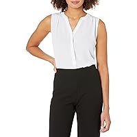 NYDJ womens Sleeveless Pintuck Discontinued Blouse, Optic White, Small US