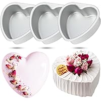 Mifoci 3 Pieces Heart Shaped Cake Pans Aluminum Cake Pans Heart Cake Mold for Baking DIY for Kitchen Wedding Party Valentine(Silver, 5.7 Inch)