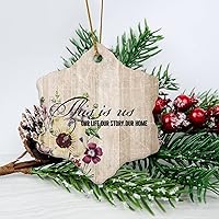 This is Us Our Life Our Story Our Home Housewarming Gift New Home Gift Hanging Keepsake Wreaths for Home Party Commemorative Pendants for Friends 3 Inches Double Sided Print Ceramic Ornament.