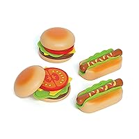 Hape Hamburger and Hot Dogs Wooden Play Kitchen Food Set with Accessories