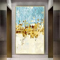 HOLEILUCK Home Decorate Artwork Oil Painting Luxury Gold Foil Canvas Decor Wall Art Large Pictures for Walls Living Room Mural 90x110cm/35x43inch With-Golden-Frame