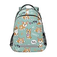 ALAZA Cute Dogs Corgi On Blue Backpacks Travel Laptop Daypack School Book Bag for Men Women Teens Kids