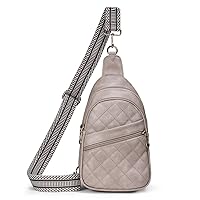 Sling Bag for Women Quilted Crossbody Bag for Women Vegan Leather Fanny Pack with Detachable Guitar Strap