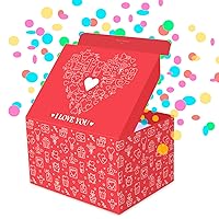 FETTIPOP Gift Box DIY, Love Gift Box Exploding Confetti (Love Heart) 7.1x5.5x4.3 inches, Romantic Gift Box for your Soulmate