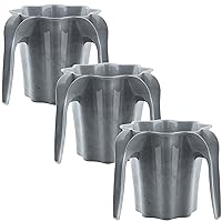 YBM HOME Plastic Star Shaped Wash Cup with Dual Handle - Grey Marble BA854, Pack of 3