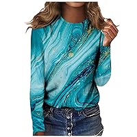 FYUAHI Women's Trendy Casual Long Sleeve Tops Floral Print Round Neck Pullover Top Fall Womens Blouse 2023