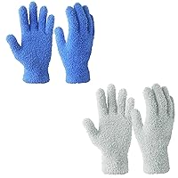 Evridwear Microfiber Dusting Gloves 2 Pairs (Blue + Gray)