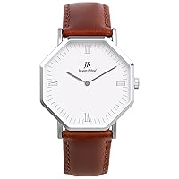 Premier Roman Silver Watch - St. Martin Women's 36mm Interchangeable Brown Leather Strap, Swiss Made Ronda 762 Quartz Movement in A Ultra Thin Case