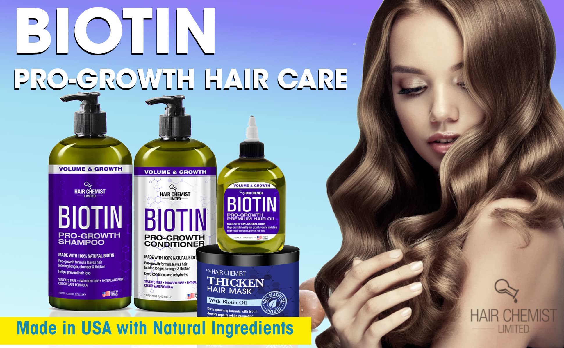 Hair Chemist Biotin Pro-Growth Shampoo & Conditioner 2-PC Gift Set - Includes 33.8oz Shampoo & 33.8oz Conditioner