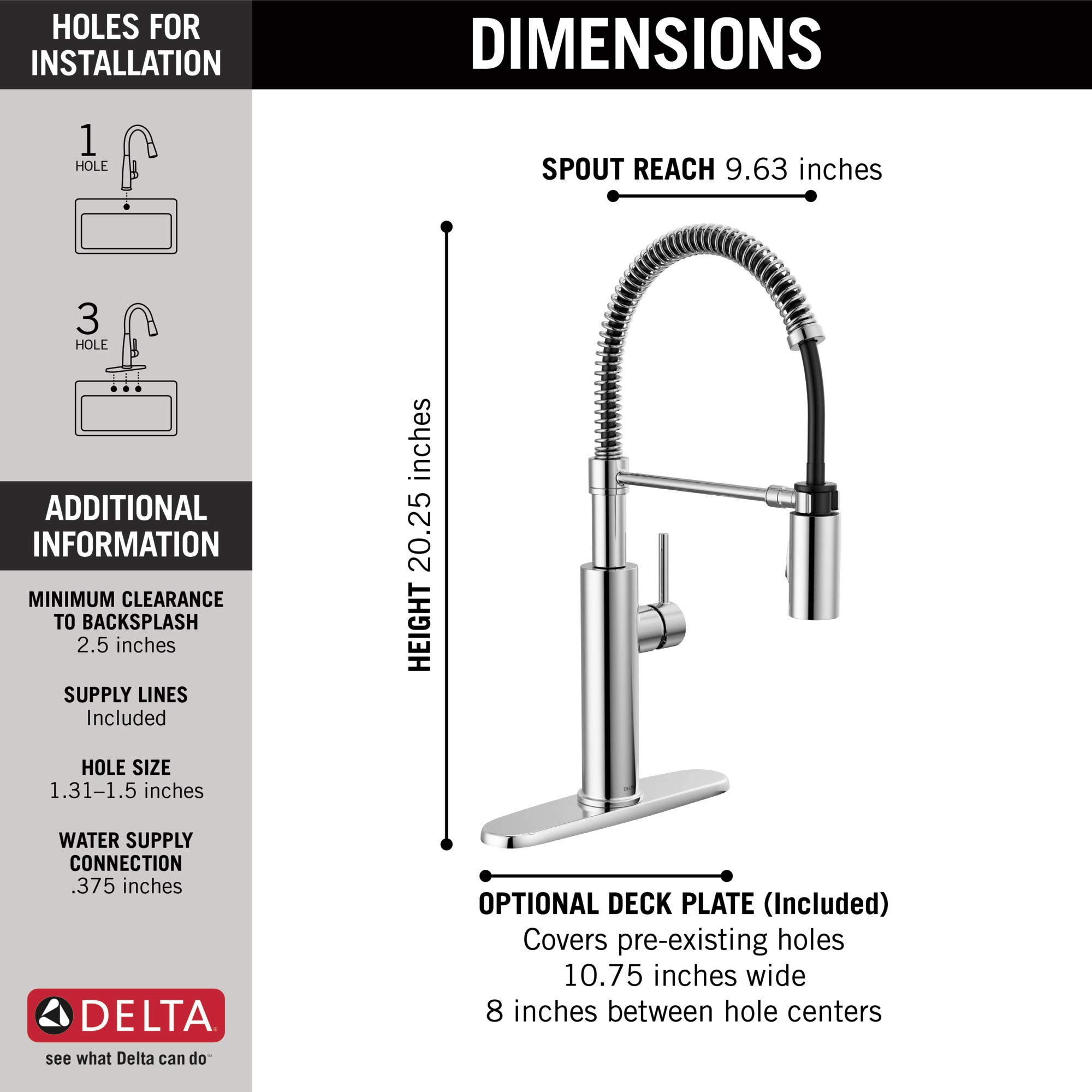 Delta Faucet Antoni Chrome Kitchen Faucet with Pull Down Sprayer, Commercial Style Kitchen Sink Faucet, Faucets for Kitchen Sinks, Single-Handle, Magnetic Docking Spray Head, Chrome 18803-DST