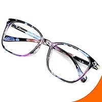 VisionGlobal Blue Light Blocking Glasses for Women/Men, Anti Eyestrain, Stylish Square Frame, Anti Glare