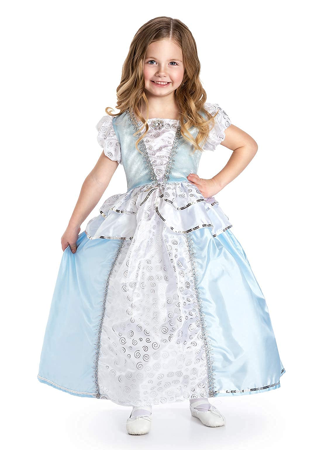 Little Adventures Cinderella Princess Dress Up Costume (Small Age 1-3) with Matching Doll Dress - Machine Washable Child Pretend Play and Party Dress with No Glitter