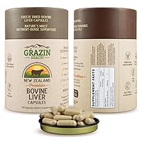 Grass Fed Beef Liver from New Zealand - Freeze Dried 3000mg per Serving (500mg per Capsule) (30 Servings)