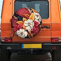 Spare Tire Cover Waterproof Wheel Cover Tires Protector Cover for Car Flowers and Leaves Collage Pattern Tire Cover Spare Wheel Cover Spare Wheel Protector with Drawstring 14-17 inch