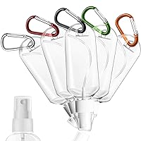 5PCS Travel Plastic Clear Keychain Spray Bottles, Leakproof Empty Squeeze Container Refillable Travel Sprayer Bottles with Keychain for Cosmetics Toiletries Liquids (60ml/2oz)