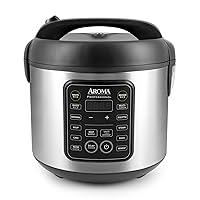 Aroma Housewares ARC-5200SB 2O2O Model Rice & Grain Cooker, Sauté, Slow Cook, Steam, Stew, Oatmeal, Risotto, Soup, 20 Cup 10 Cup uncooked, Stainless Steel