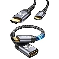 JSAUX Mini HDMI to HDMI Cable 6FT and Mini HDMI to HDMI Adapter High Speed with 4K 60Hz HDR 3D 18Gbps Dolby Compatible with Camera, Camcorder, Tablet and Graphics/Video Card, Laptop,Tablet,HDTV,Projec