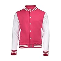 Unisex Varsity Jacket Small Hot Pink/White