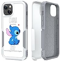 Case for iPhone 15, Stitch Ohana Means Family Pattern Shock-Absorption Hard PC and Inner Silicone Hybrid Dual Layer Armor Defender Case for Apple iPhone 15 6.1