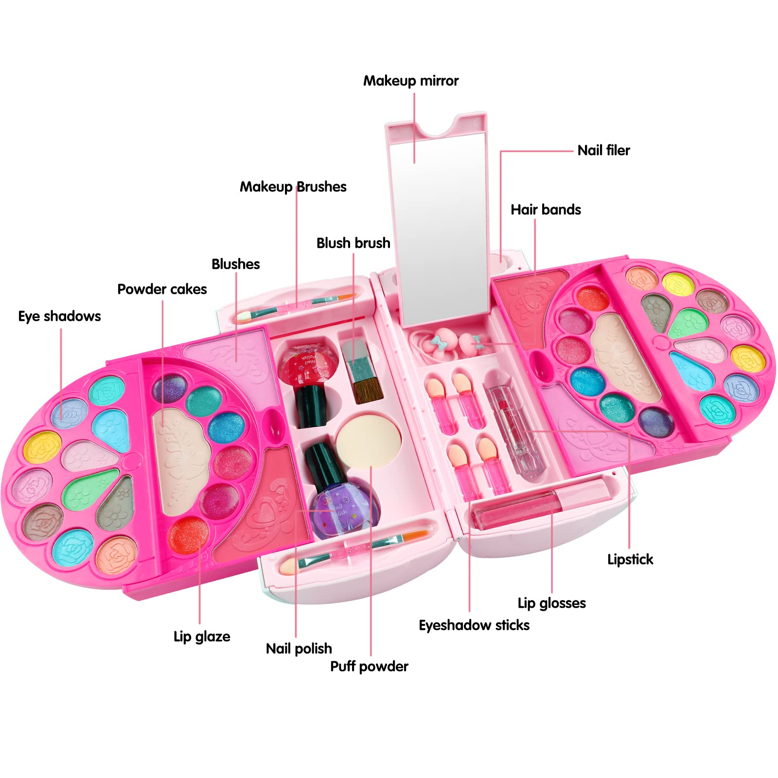 Kids Makeup Kit for Girl, Washable Kids Makeup Set - Makeup Toys for Girls Age 3 4 5 6 7 8 9 10