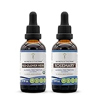 Red Clover Herb USDA Organic and Rosemary Liquid Extract (2 pcs.) | Alcohol-Free Tinctures | Organic Red Clover Herb (Trifolium Pratense) and Rosemary (Rosmarinus Officinalis) Dried Leaf (2x2 fl oz)
